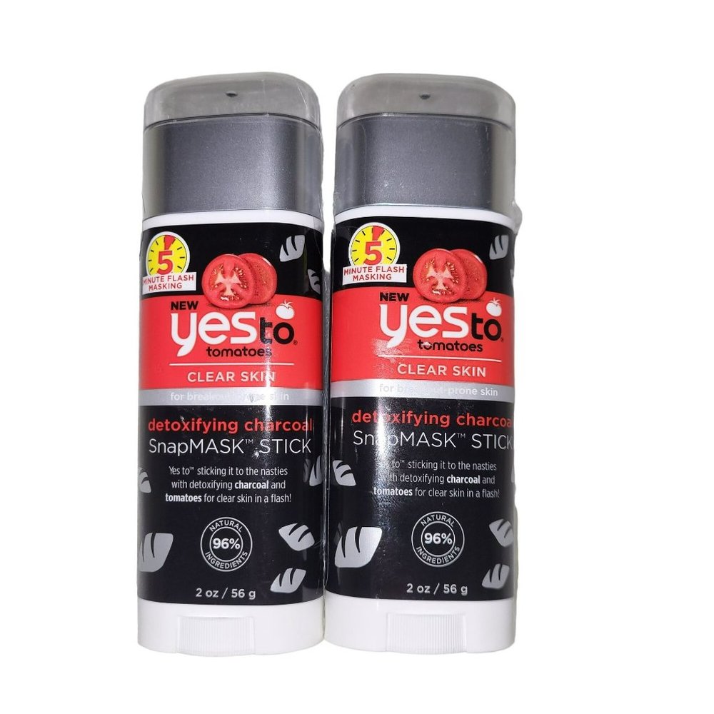 2-Pack Yes To Tomatoes Detoxifying Charcoal Multi-Use Face Snapmask Stick, 2 Oz.